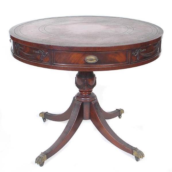 Appraisal: A Regency style library table with leather top height in