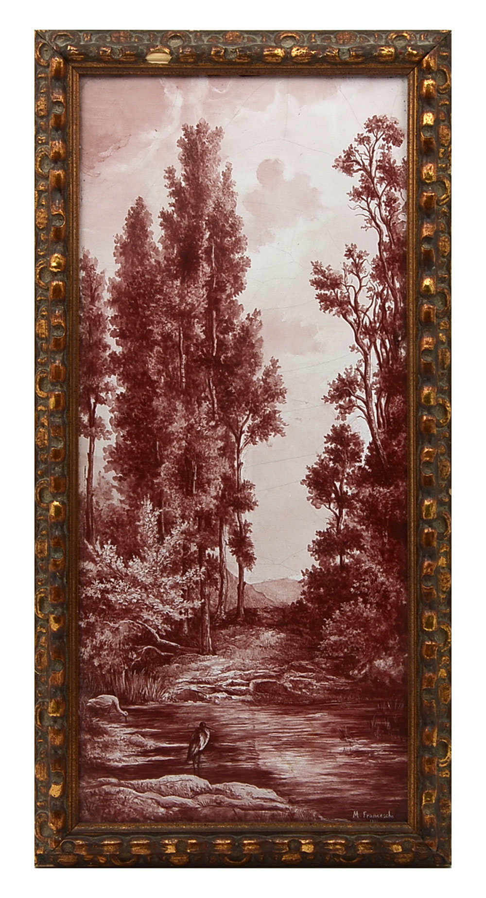 Appraisal: FRANCESCHI Mariano - Painted Porcelain Landscape Plaque '' '' signed