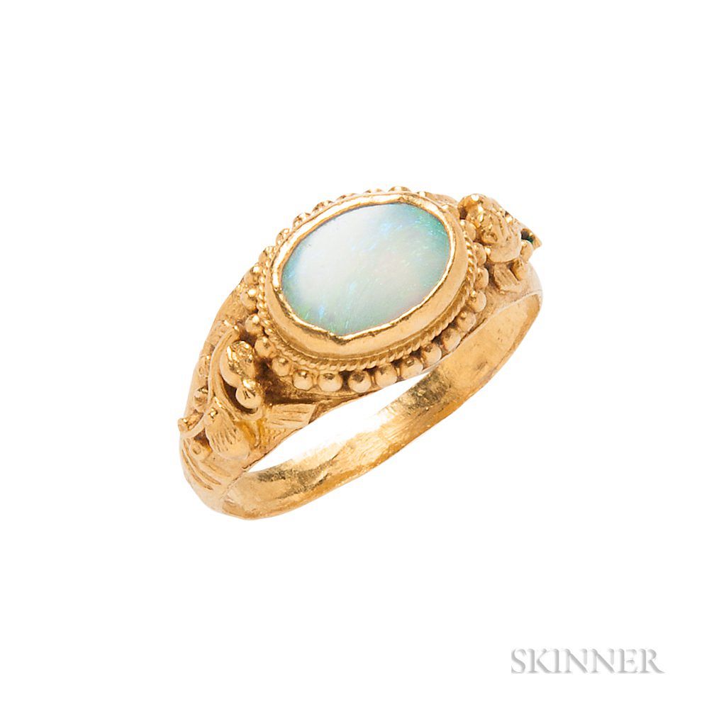 Appraisal: Antique High-karat Gold and Opal Ring Antique High-karat Gold and