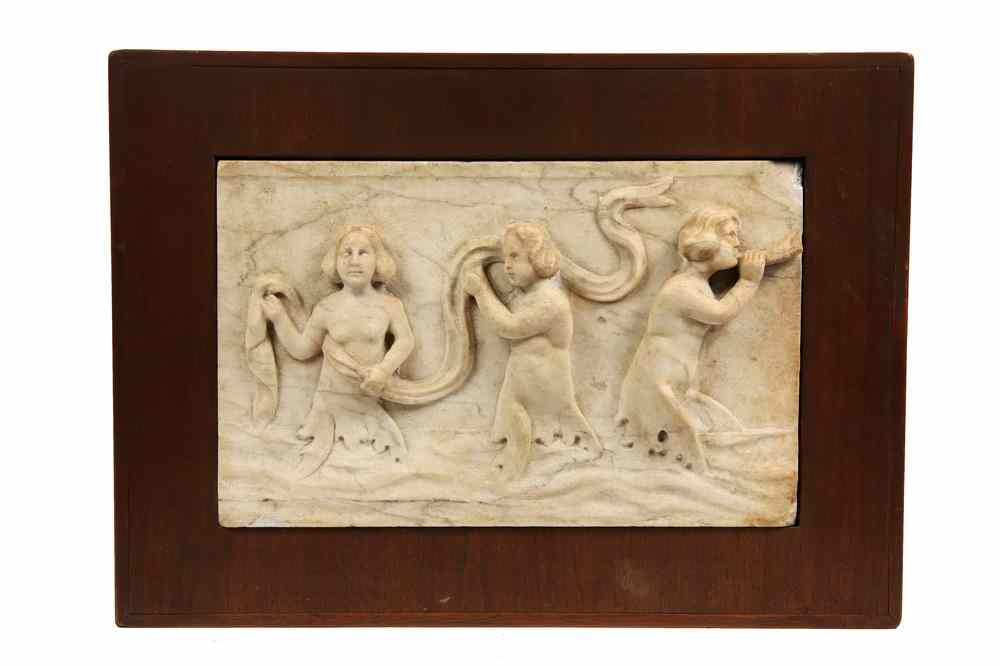 Appraisal: MARBLE BAS RELIEF - Rare Italian Carrera Marble Bas Relief