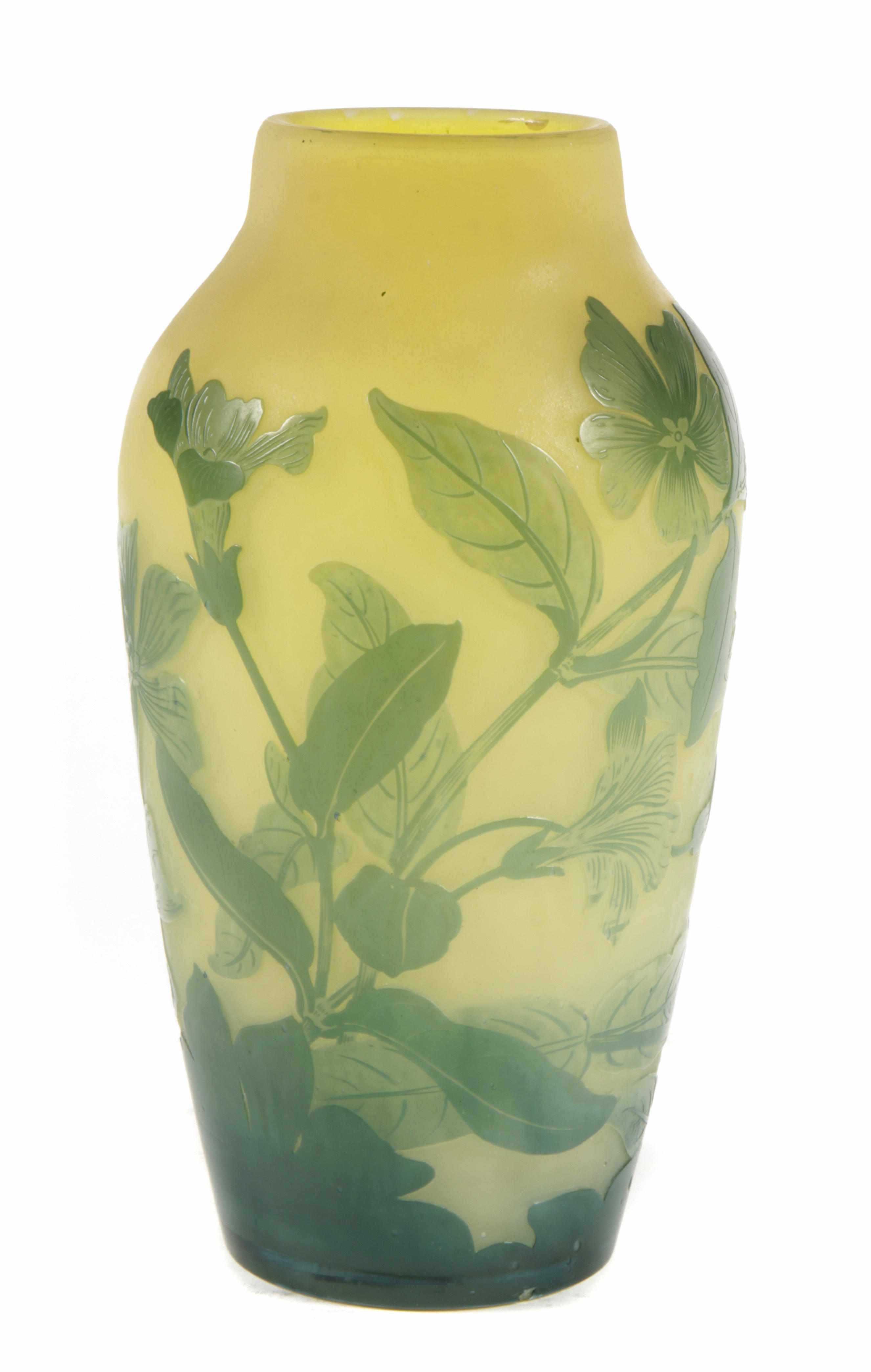 Appraisal: A Gall cameo glass Clematis vase circa signed Gall in