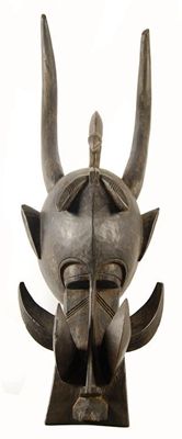 Appraisal: A Sinufu fire spitter helmet mask with antelope horns and