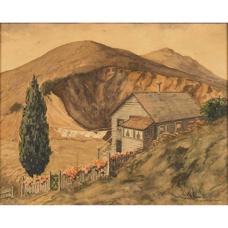 Appraisal: William H Smith Painting Framed watercolor landscape with house by