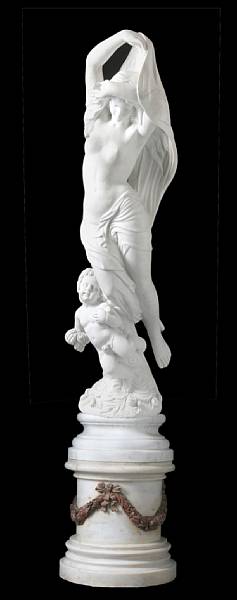 Appraisal: A Belle Epoque style carved marble figural group on pedestal