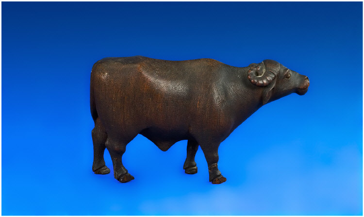 Appraisal: Wood Carving Realistically Modelled As A Bull Buffalo Height Inches