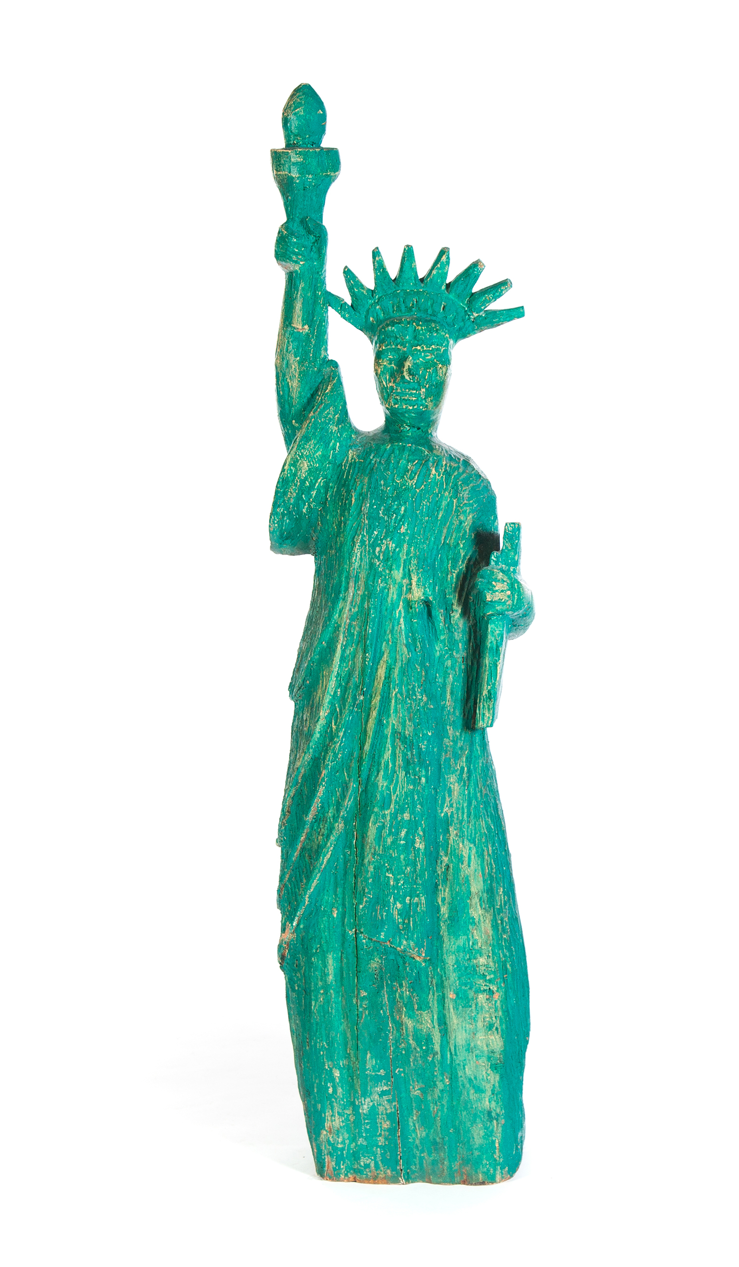 Appraisal: AMERICAN FOLK ART STATUE OF LIBERTY Mid th century Rough