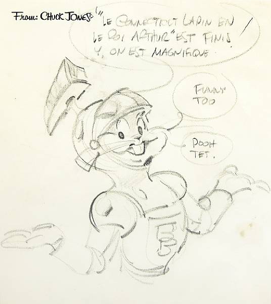 Appraisal: Three Chuck Jones drawings of Bugs Bunny Wile E Coyote