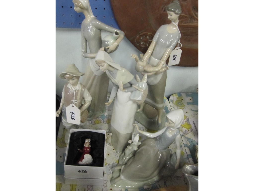 Appraisal: Five Lladro figures and a miniature Doulton lady some def