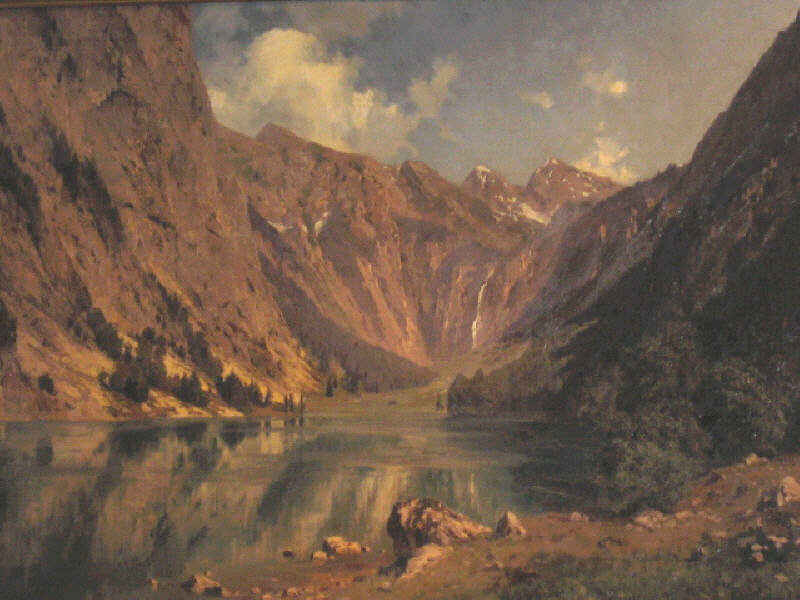 Appraisal: JOSEPH RAMELSPACHER GERMAN - Mountain valley lake scene oil on