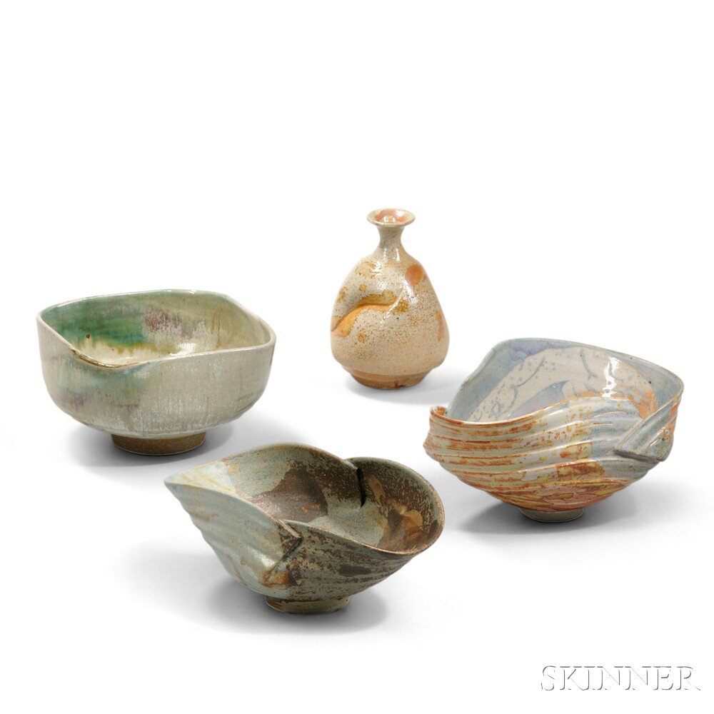 Appraisal: Four Mikoto Yabe - Ceramic Items Glazed earthenware Massachusetts late