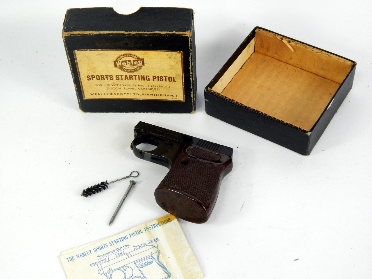 Appraisal: A Webley Scott Sports starting pistol brown bakelite grip boxed