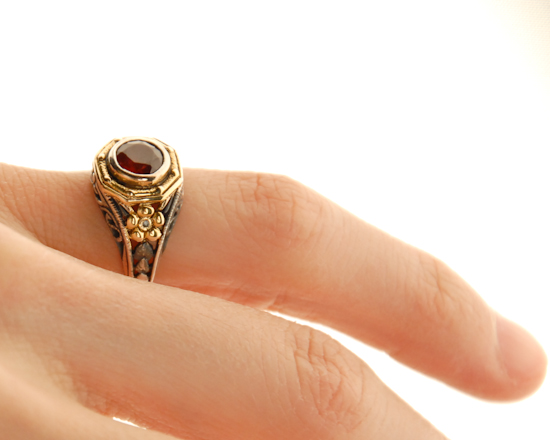 Appraisal: Garnet Ring K on Sterling Silver Size