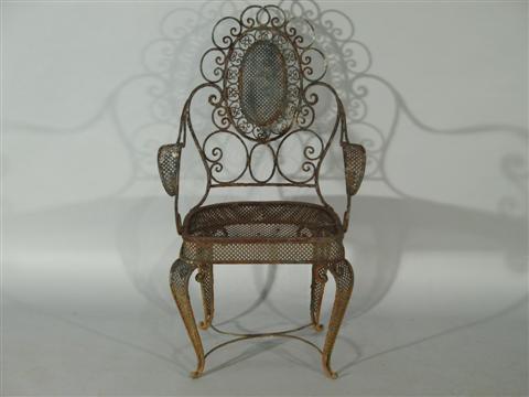 Appraisal: VICTORIAN STYLE SCROLLED IRON GARDEN CHAIR Possibly French - h