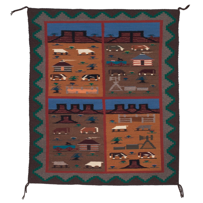 Appraisal: Navajo rug c pictorial design with second place ribbon from