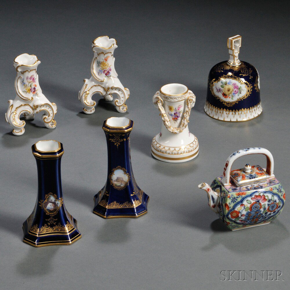 Appraisal: Seven Meissen Porcelain Table Articles Germany th and early th