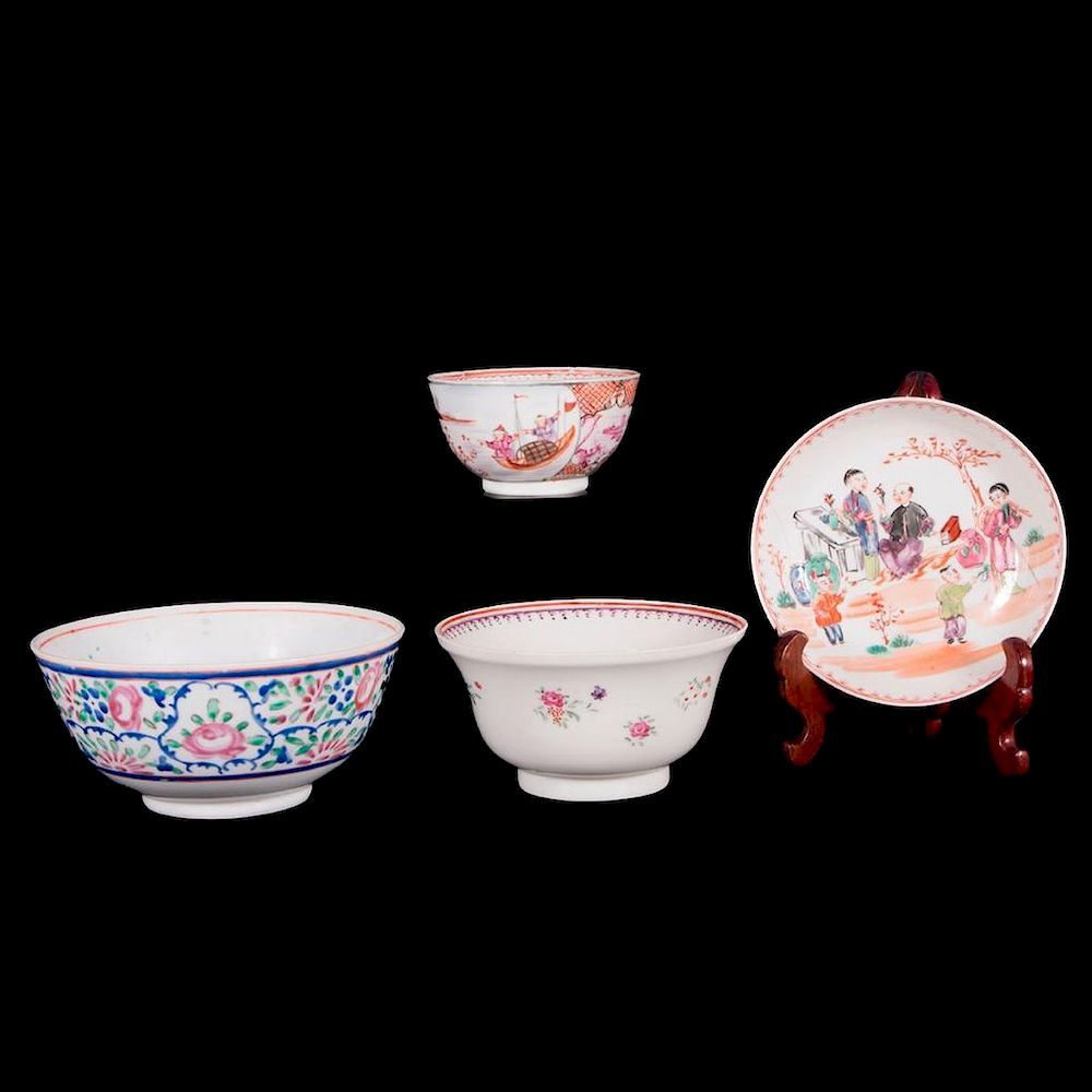 Appraisal: Four Chinese Export Porcelain Bowls Export Low Bowl with Chinese