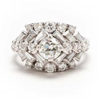 Appraisal: Platinum Diamond Dinner Ring set to the center with one