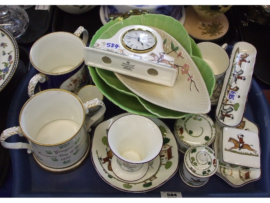 Appraisal: Quantity of Coalport Hunting Scene ceramics Rockingham China tankard painted