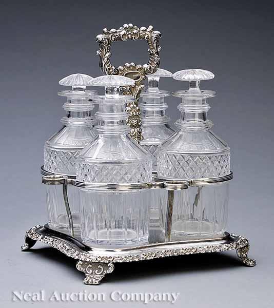 Appraisal: A Regency Sheffield Four Bottle Decanter Stand early th c