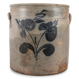 Appraisal: A Cobalt Decorated Five Gallon Stoneware Crock American th Century