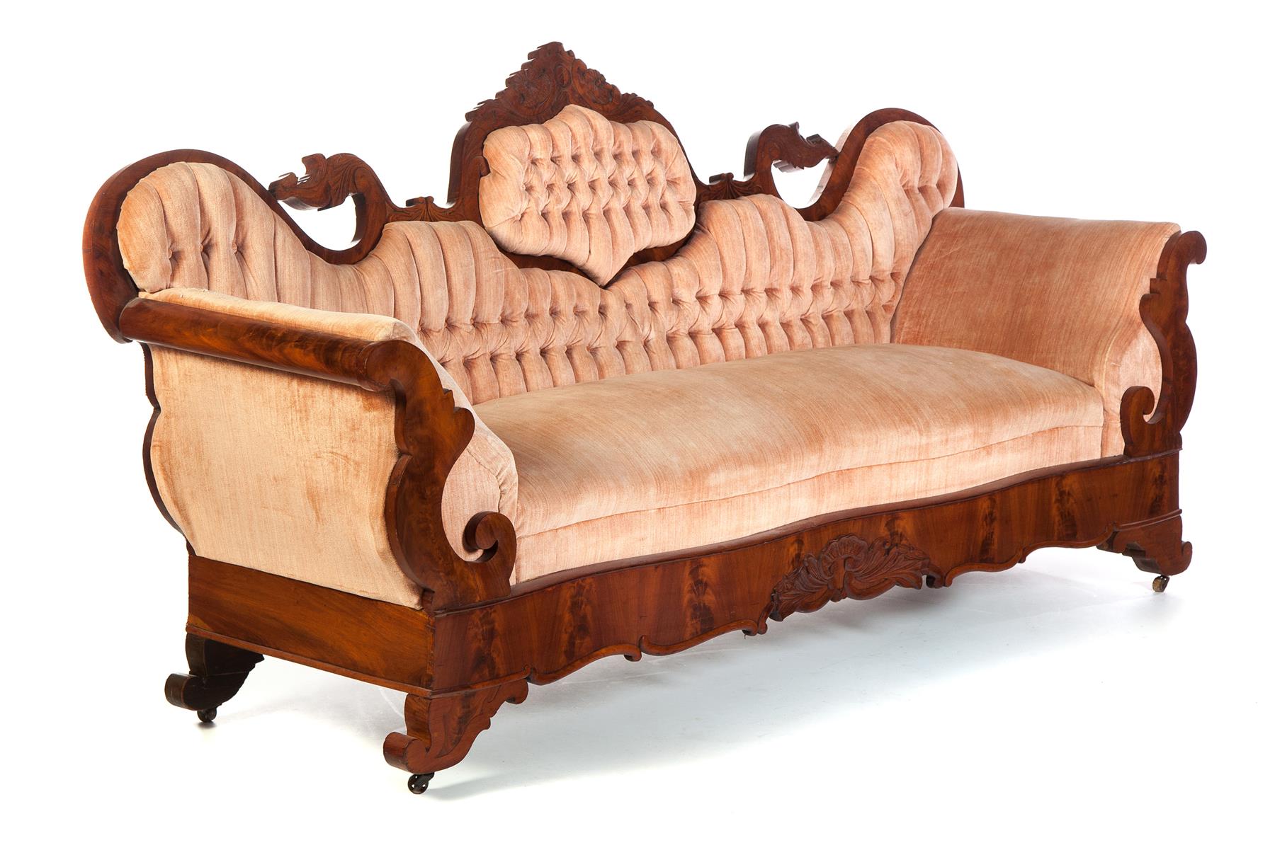 Appraisal: EMPIRE PARLOR SOFA American nd quarter- th century Highly carved