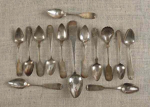 Appraisal: Collection of coin silver spoons th c