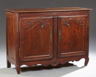 Appraisal: French Provincial Louis XV Style Carved Oak Sidebo French Provincial