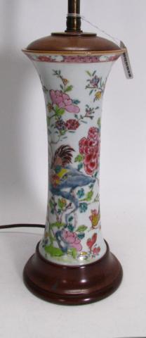 Appraisal: Circa early mid th century Oriental porcelain lamp with wood