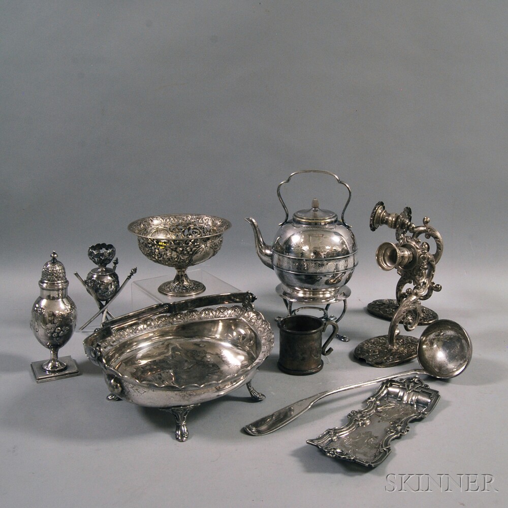 Appraisal: Group of Mostly Victorian Silver-plated Tableware including a teapot on