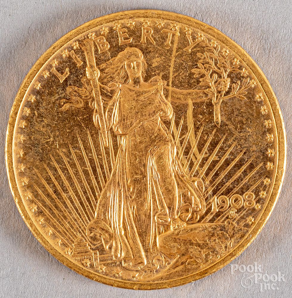 Appraisal: twenty dollar St Gaudens gold coin twenty dollar St Gaudens