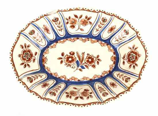 Appraisal: A Delft Ceramic Dish of oval form having floral decoration