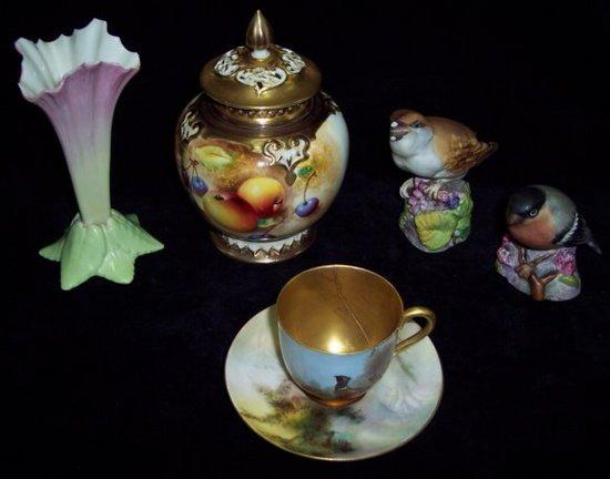 Appraisal: A Royal Worcester pot pourri vase painted fruit and highlighted