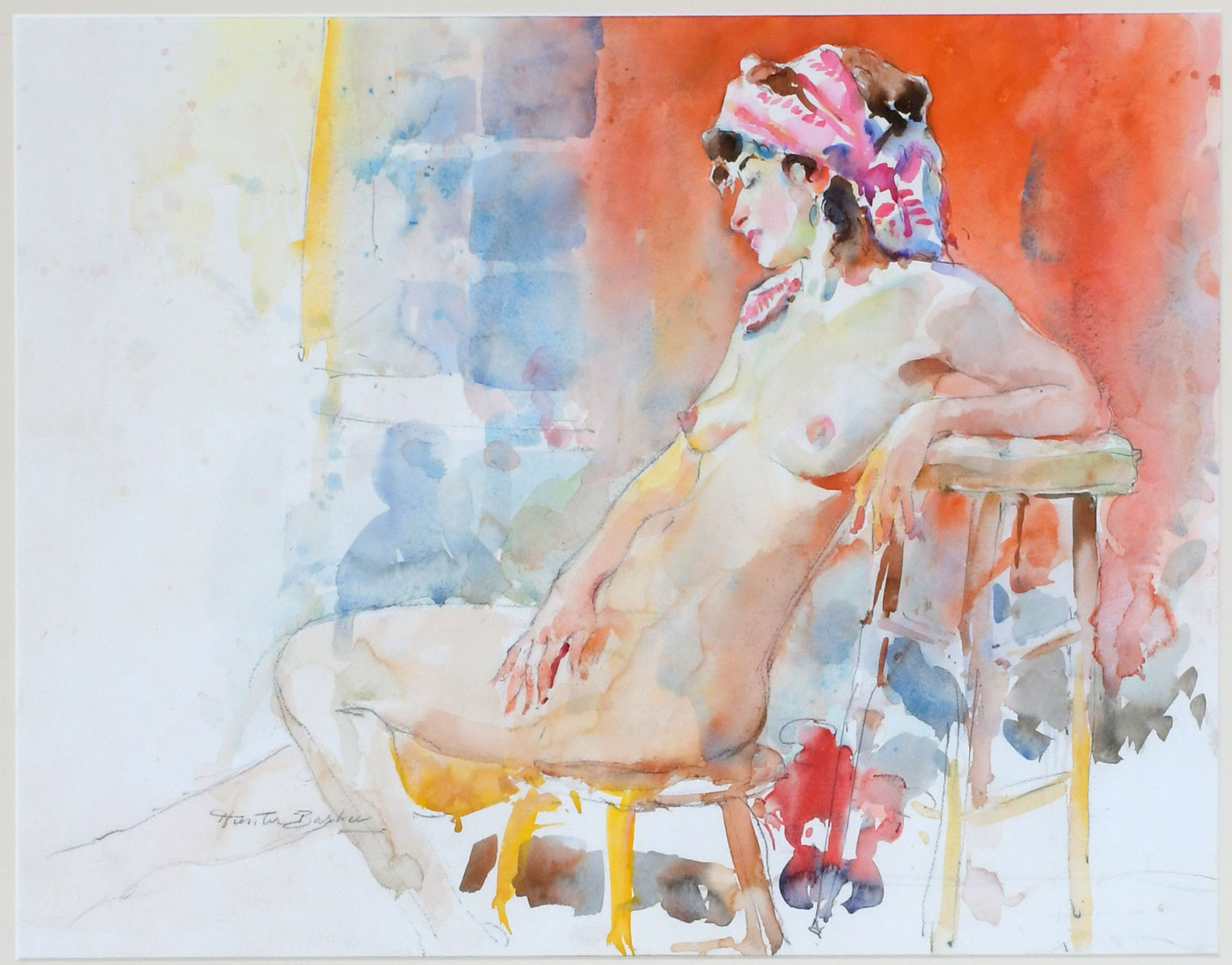 Appraisal: BARKER Hunter Canadian - Seated Nude Beauty Relaxing in the