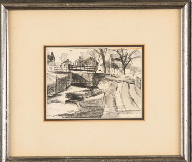 Appraisal: Canal Lock- New Hope conte drawing x sight SLR L