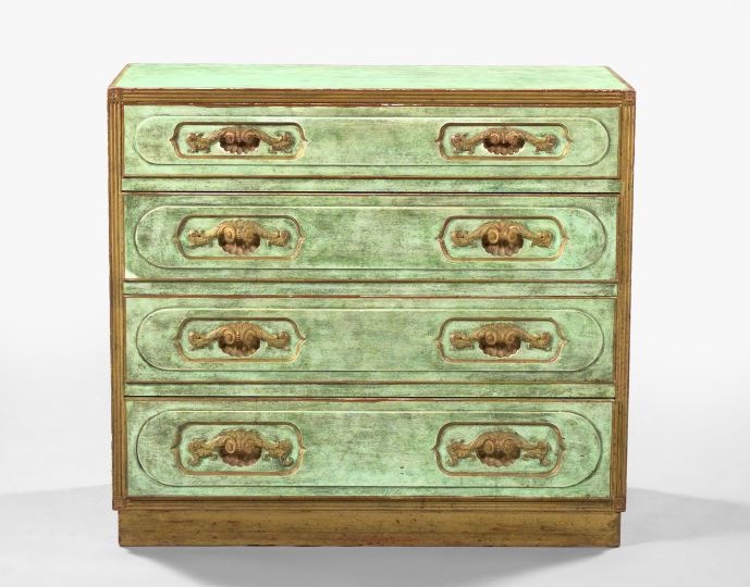 Appraisal: Venetian Neoclassical-Style Parcel-Gilt and Polychromed Chest with four graduated drawers