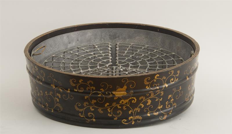 Appraisal: JAPANESE BLACK LACQUER TUB The low banded exterior with gilt