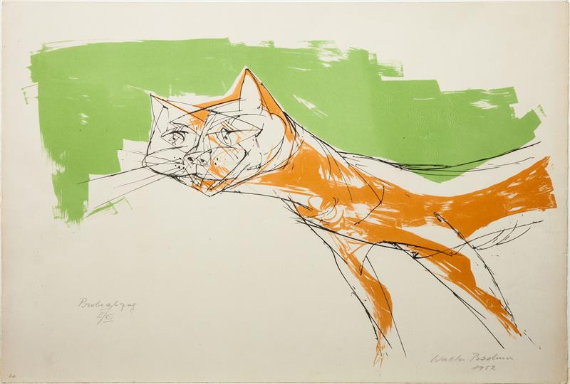 Appraisal: Walter Bodmer Untitled Cat Lithograph on wove paper with margins