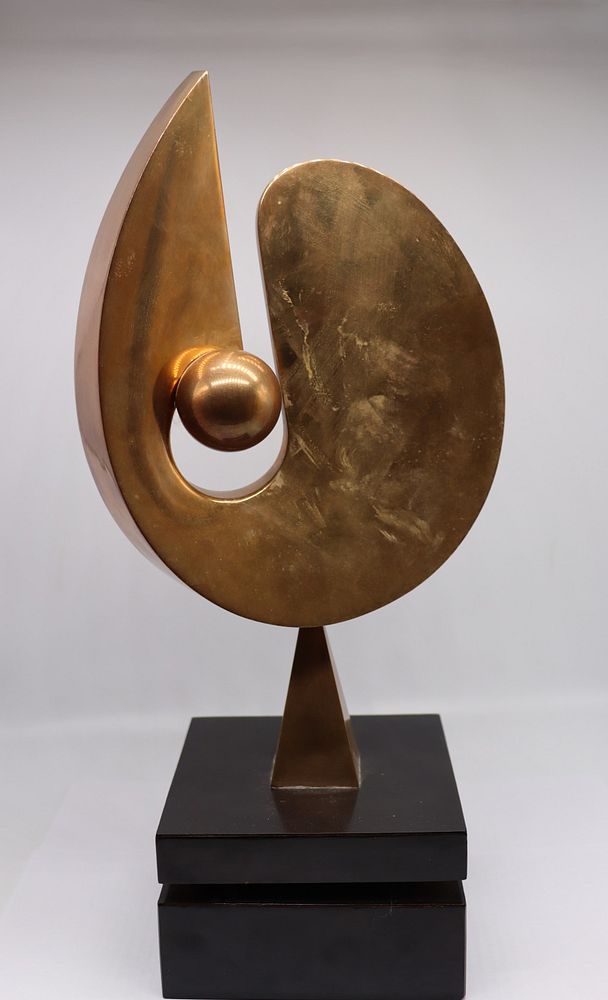 Appraisal: Mario Nardin Italy - Signed And Dated Bronze Abstract Sculpture