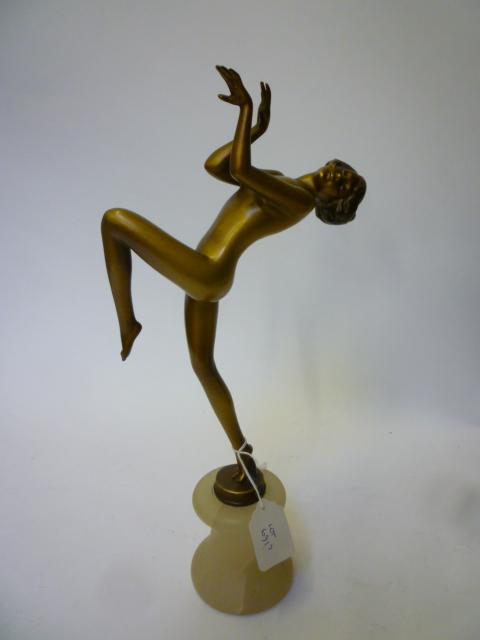 Appraisal: AN ART DECO BRONZED SPELTER FIGURE of a young female