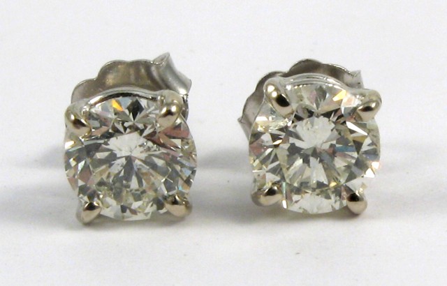 Appraisal: PAIR OF DIAMOND EAR STUDS each k white gold with