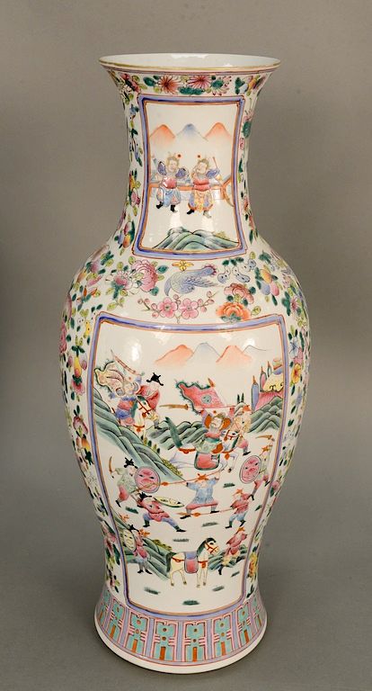 Appraisal: Large Famille rose porcelain vase with interior courtyard scene ht