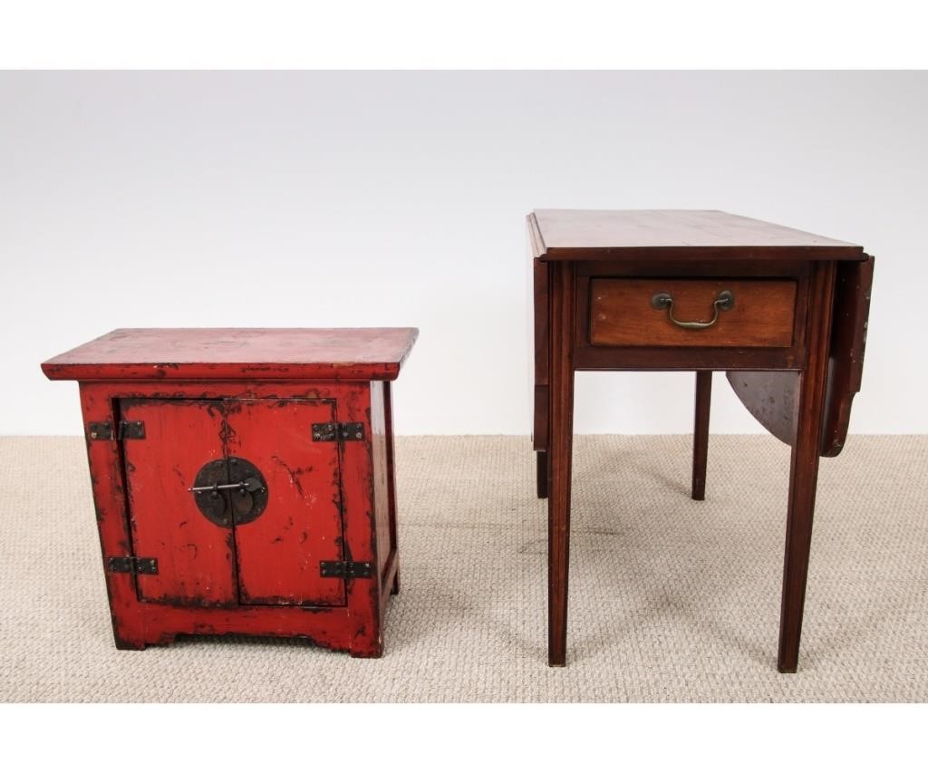 Appraisal: Chippendale cherry drop leaf table late th c with single