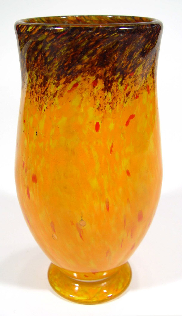 Appraisal: Monart amber and brown swirled art glass vase cm high