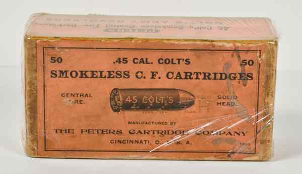 Appraisal: Peters Caliber Smokeless Centerfire Cartridges Orange label marked Cal Colt's