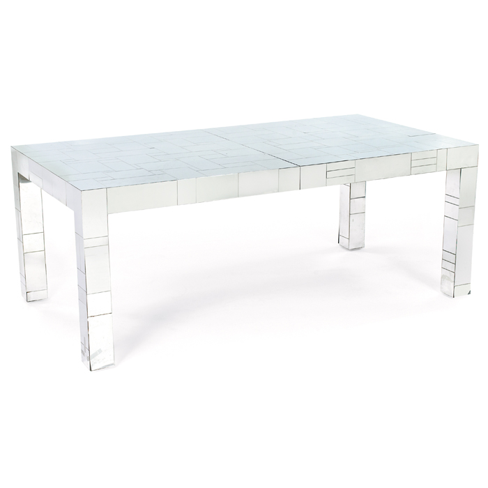 Appraisal: Paul Evans Cityscape dining table USA chrome patchwork overwood rectangular