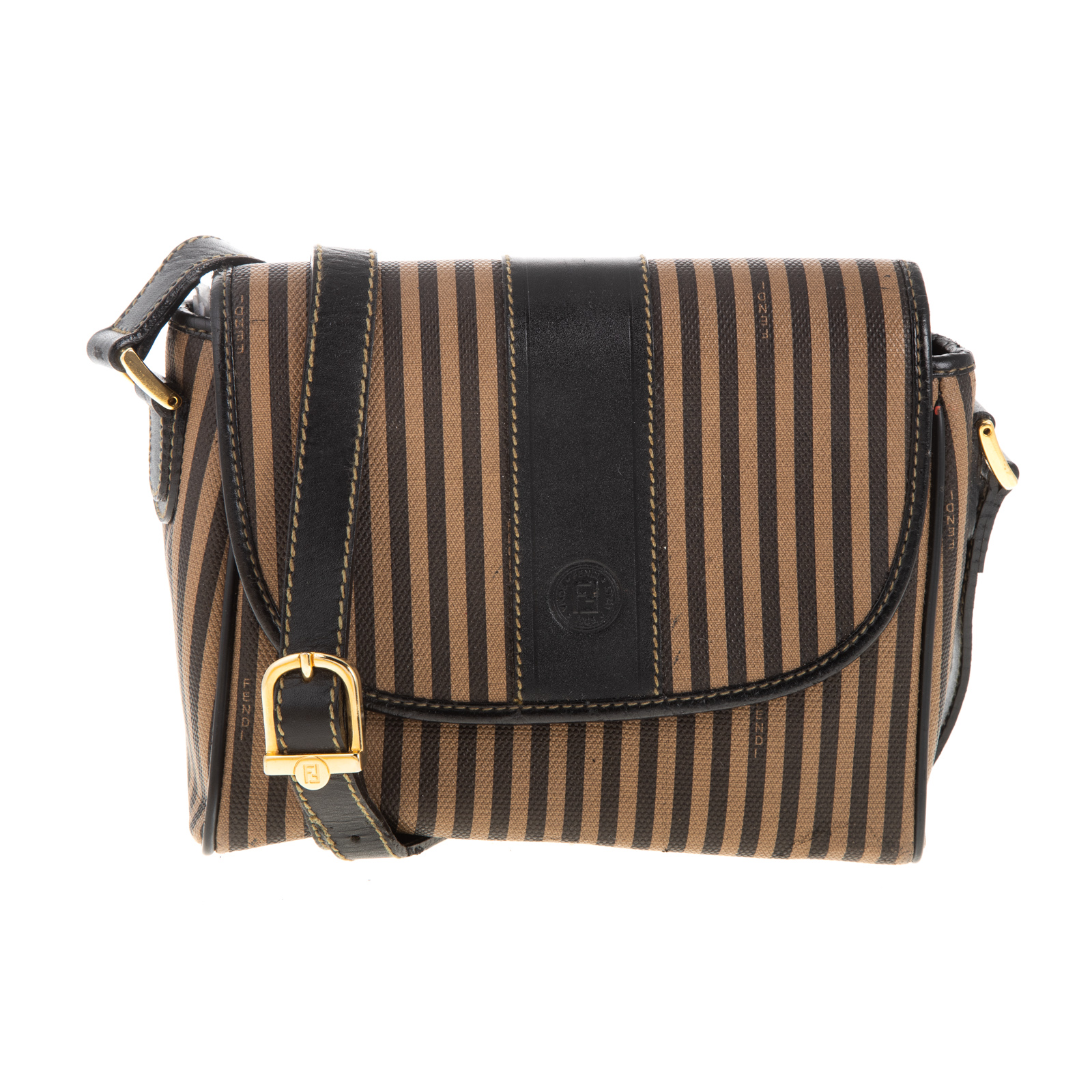 Appraisal: A FENDI CROSSBODY BAG Brown and black striped Fendi Shoulder