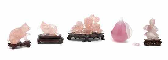 Appraisal: A Collection of Four Chinese Rose Quartz Carved Figures comprising