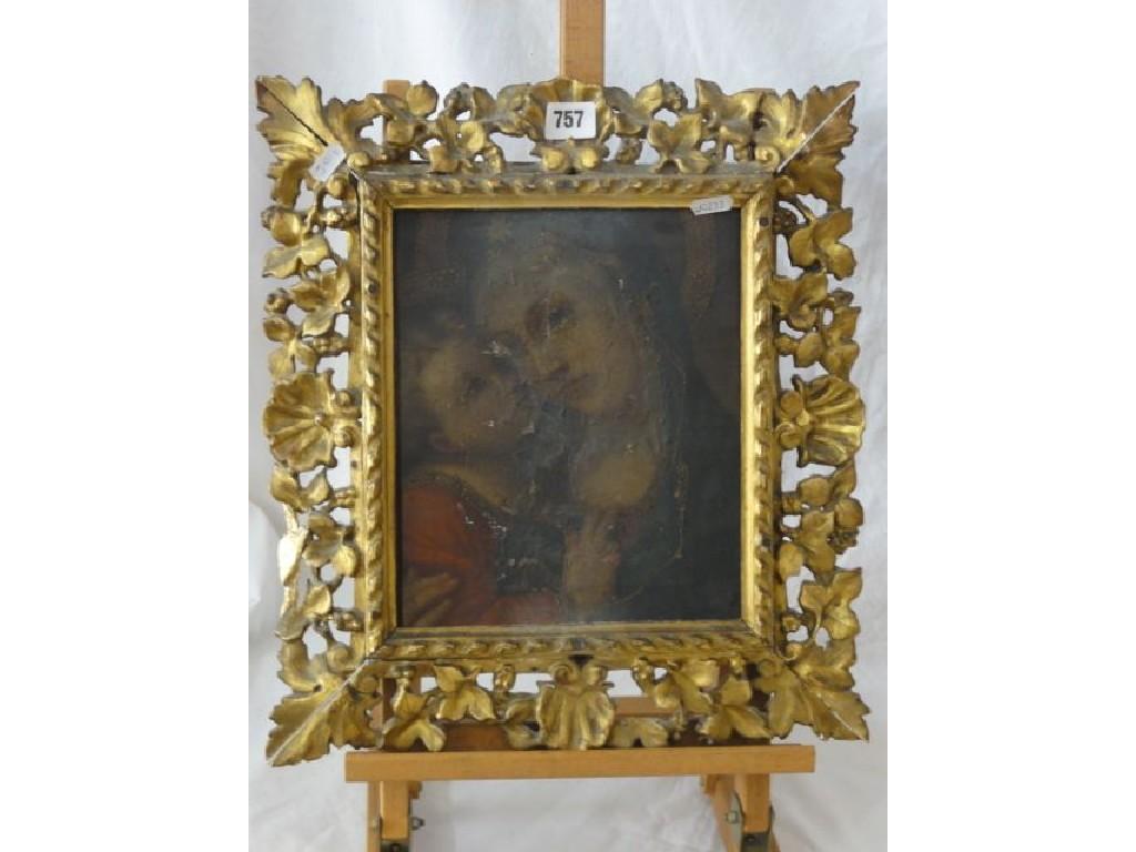 Appraisal: An th century oil painting on canvas of the Madonna