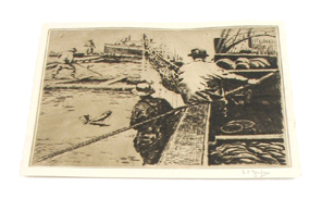 Appraisal: EUSTACE PAUL ZIEGLER Seattle Washington - Etching and drypoint fishermen