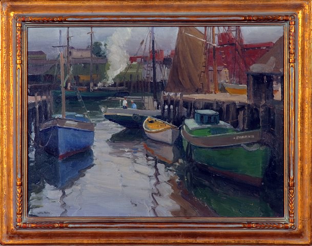 Appraisal: Gray Day in the Harbor oil on canvas x SLL